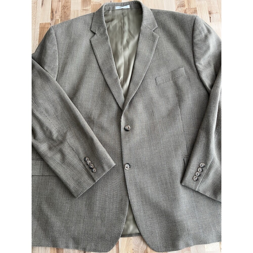 Ralph Lauren Sport Coat 2-Button Blazer Jacket Silk Wool Light Brown Check 52R